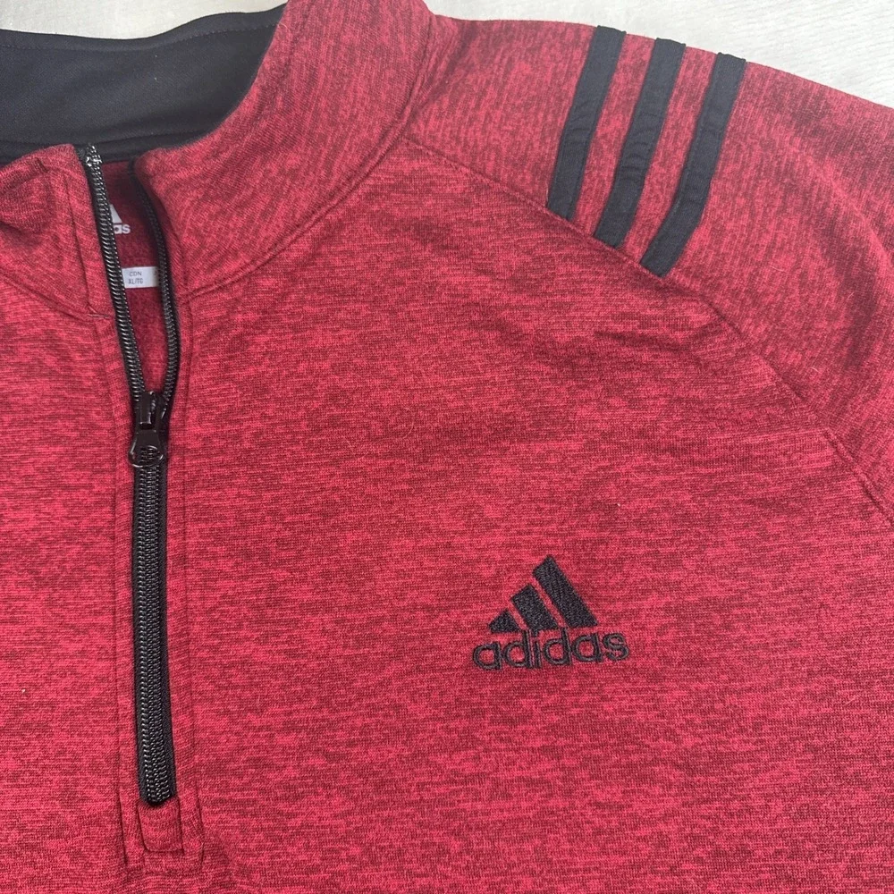 Adidas Quarter Zip Pullover Mens XL Red Golf Training Athletic Layer Sporty Top‎